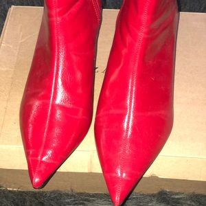 Zara Red Kitten Heel Booties